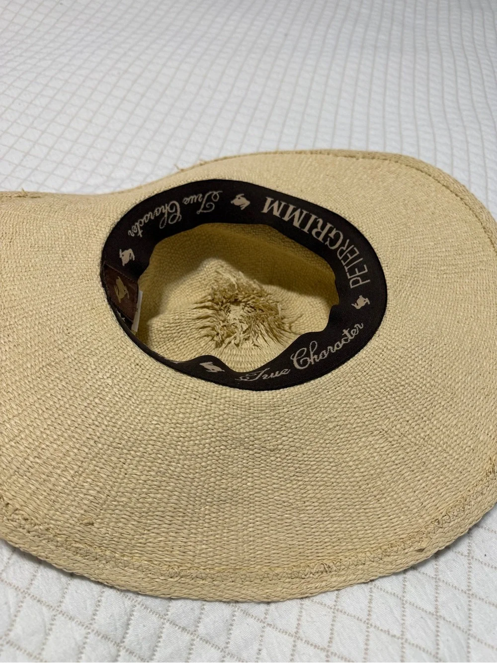 Peter Grimm Broad Brim Straw Sun Hat - Nude with Woven Bow Accent